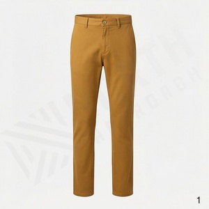 Pantalon chino slim pour homme, décontracté, uni, à taille mi-haute, coupe droite, design premium, couleur personnalisée, doux - Product Image 1