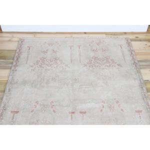 Alfombra Turca de 3.8x8.4 pies, Alfombra Vintage, Alfombra Floral Gris Rosa - Product Image 4