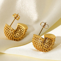 Quantité minimale de commande bas 10 pièces en gros grand plaqué or c anti-ternissement boucles d'oreilles de mode en acier inoxydable