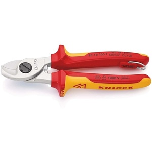 Cortador de Cables Cromado con Certificación VDE de 165 mm, Mangos Multicomponentes, Ojal de Montaje KNIPEX - Product Image 1