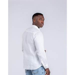 Imperio Shop Camisa informal de lino blanco para hombre con cuello básico Transpirable Manga completa Diseño de alto rendimiento - Product Image 5