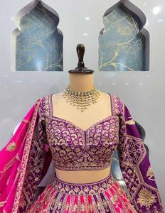 Lancement du tissu de soie Chinon Lehenga Qualité exceptionnelle avec des couches de canette et de toile Une fusion parfaite de glamour et de confort - Product Image 4