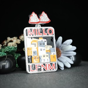 Pendentif fantaisie en moissanite taille brillant rond, en argent sterling 925, avec émail, par Phoenix Enterprise, bijoux hip-hop - Product Image 2