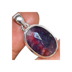 Pendentif ovale en argent sterling 925 fait à la main avec des pierres précieuses en saphir bleu naturel, bijoux de mode pour femmes en gros, cadeau - Product Image 1