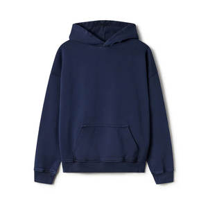 Sudadera con capucha de gran tamaño de algodón pesado para hombre con logotipo bordado de manga larga bolsillo de invierno-tela francesa estilo Hip Hop Streetwear - Product Image 4
