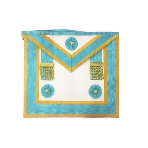 Master Mason Blue Lodge Tablier de luxe réglementaire Bleu ciel Finition moiré Peau d'agneau brodée Badge à coudre Aimant Canada Standard - Product Image 2