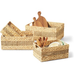 Set of 4 Woven Water Hyacinth and <b>Seagrass</b> <b>Baskets</b> Handmade <b>Storage</b> <b>Basket</b> Wholesale eco-friendly Made in Vietnam - Product Image 1
