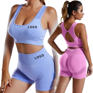 Vêtements de sport grande taille fabriqués en gros Soutien-gorge de sport solide à maintien élevé et à dos nageur Respirant Leggings taille haute personnalisés 2 pièces - Product Image 1