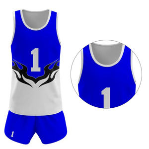 ชุดเครื่องแบบวอลเลย์บอล100% ชุดกีฬาโพลีเอสเตอร์สำหรับทุกเพศที่สามารถพิมพ์สีและโลโก้ได้ - Product Image 2