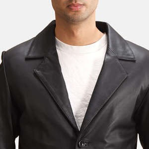 Blazer Negro para Hombre GLOBAL LEATHER, 100% Poliéster, Cuello Mao, Cierre de Cremallera, Transpirable, Corte Regular, Estilo Americano, Tejido - Product Image 5