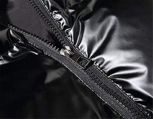 2025 <b>Hooded</b> Heavy Designer Puff <b>Padded</b> Coat Oem Logo Oversized Men's Down Bubble Winter Black Custom Men Shiny Puffer <b>Jacket</b> - Product Image 5