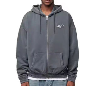 เสื้อฮู้ดซิปหรูหราแบบซิปมีฮู้ดผ้าฟลีซเทอร์รี่มีซิปสไตล์ฮิปฮอปแบบคลาสสิกสำหรับทั้งชายและหญิง - Product Image 2