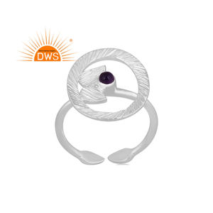 Meilleure vente bague réglable en argent sterling fin avec améthyste naturelle et pierres précieuses fabricant de bijoux personnalisés - Product Image 1