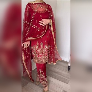 Precio al por mayor de salwar kameez m xxl, conjunto de 3 piezas de algodón con bordado a mano, para suministro de catálogo y tienda, ajuste moderno - Product Image 4