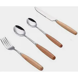 不锈钢辉煌定制金属全木厚柄豪华银器勺子叉刀餐具套装