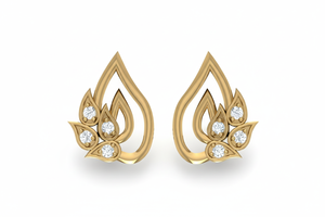 Women's 14K Gold & Natural Minimalist <b>Teardrop</b> Cluster Diamond <b>Studs</b> <b>Earring</b> - Product Image 4