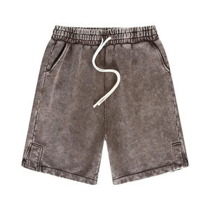 Short en polyester de coton lavé vintage de haute qualité pour hommes, vêtements de rue, toile respirante, cordon de serrage, lavage à l'acide - Product Image 2