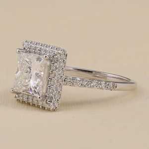 แหวนหมั้นเพชรเม็ดเดี่ยวสำหรับเจ้าหญิงรัศมี14K/10K ได้รับการรับรองจาก rhodium PT950 PVP - Product Image 5