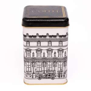 1.6L Vintage Cityscapes Illustration 105x105x160mm Boîte de rangement carrée en métal pour boîte à café boîte en métal - Product Image 2