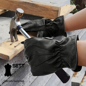 ถุงมือทำงานหนัง100% จอสัมผัสกันความร้อนเกรดอุตสาหกรรม OEM ถุงมือยืดหยุ่นปิดข้อมือซับในนุ่มใช้งานง่ายสำหรับขี่จักรยาน - Product Image 3
