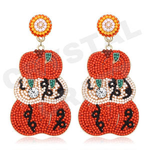 JERTOCLE Boucles d'oreilles perlées pour femmes pour mariage patriotique Orange blanc bleu couleur tissu Thanksgiving Memorial Day - Product Image 1