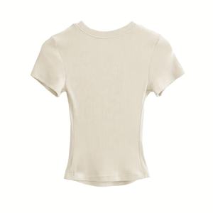 Nueva Camiseta Corta de Moda de Alta Calidad al por Mayor para Mujer, Camiseta Corta Informal de Manga Corta, Algodón Suave, Moda de Verano, Ropa Urbana - Product Image 1