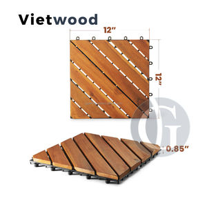Dalles de terrasse extérieures en bois d'acacia du Vietnam, finition mate, antidérapantes, étanches, à pose facile, 12 mm, garantie 5 ans et plus - Product Image 2