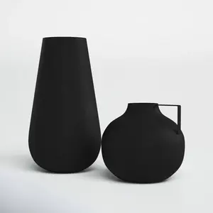 Vase à fleurs élégant en métal noir mat, centre de table minimaliste avec logo personnalisé pour hôtels, événements domestiques et décoration intérieure - Product Image 1