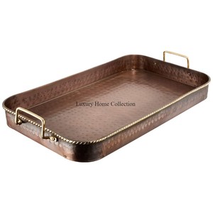 Juego de 3 bandejas de servicio de diferentes diseños y tamaños, lo mejor para utensilios de cocina y centro de mesa para bodas, bandeja para servir alimentos, Color dorado - Product Image 3