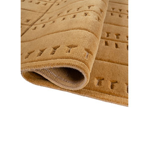 Tapis en laine Aprezo Gold 9x12 noué à la main, motif géométrique, pour salon, entrée, couloir, tapis puzzle rectangulaire, Inde - Product Image 2