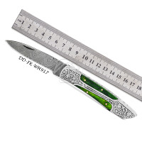 Toptan Şam Çelik Cep Bıçağı DD-FK-WH912 El Yapımı Yüksek Kalite 75mm Bıçak 58-62 HRC Paslanmaz Çelik Gül Ağacı Saplı