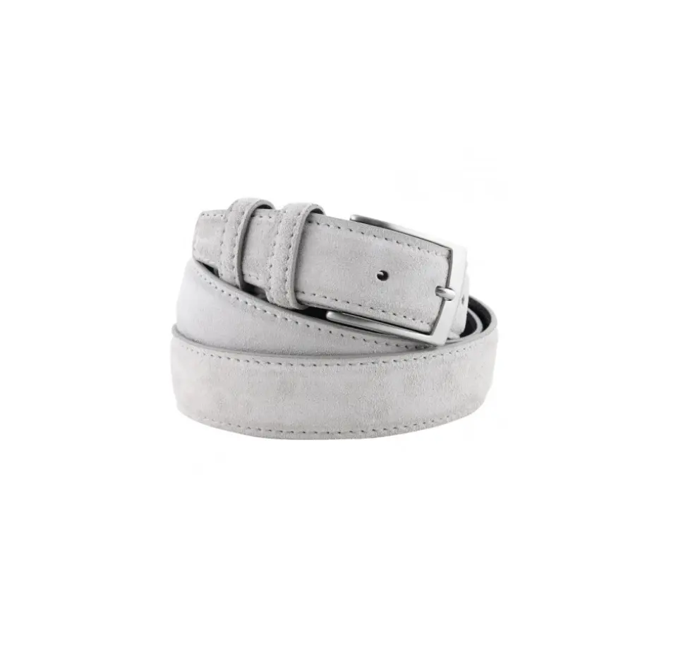 Top quality Italian genuine leather cool white color suede men's belt with pin buckles 3.5cm/1.37in for wholesale 6 pcs in a box