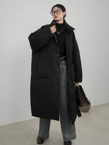 <b>Women</b> Oversized Parkas New Turn Down Collar <b>Long</b> Sleeve Single-breasted Ladies <b>Winter</b> <b>Coat</b> Casual Thick Warm Outerwear Overcoat - Product Image 5