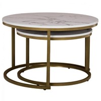 Mesa de Centro Moderna de Hierro con Cubierta de Mármol, Acabado con Recubrimiento en Polvo, Personalizable, Muebles para el Hogar, Mesas Nido Multiusos