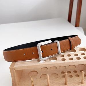 Cinturones de cuero genuino hechos a mano con hebilla de Metal de moda de piel de vaca genuina de doble cara ancha - Product Image 4