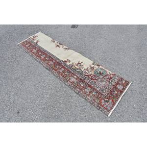 Tapis traditionnel Beige rouge Vintage turc 2x7ft grande surface Patchwork Rectangle couloir Design laine Viscose PP Latex tapis de chambre - Product Image 2