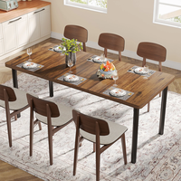 VENTE FLASH - Ensemble de table à manger en bois moderne avec 6 chaises, meubles de salle à manger, table à manger d'intérieur, prix bas