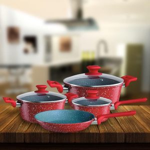 Ensemble de casseroles à induction de style classique 7 pièces Couleur volcanique Revêtement en marbre Aluminium Antiadhésif Poêles Pots pour une utilisation en cuisine - Product Image 6