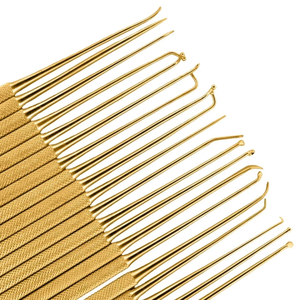 Ensemble de micro-dissecteurs Rhoton 20 pièces en acier inoxydable plaqué or, instruments chirurgicaux manuels, approuvés CE - Product Image 3