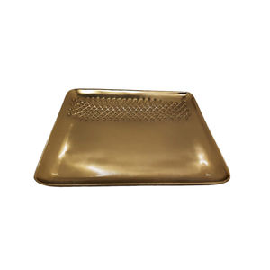 Article minimaliste en relief couleur or pour la décoration et le service de fournitures de restaurant et d'hôtel Plateau rectangulaire en fer avec les deux côtés - Product Image 3