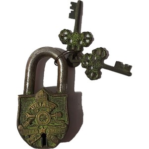 Functional Black King Brass Padlock with <b>Keys</b> Working Brass Made <b>Lock</b> - Product Image 1