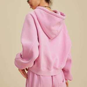 Haute qualité 320 GSM lavage à l'acide pull polaire à capuche surdimensionné régulier Polyester/coton écologique femmes Style Streetwear - Product Image 2