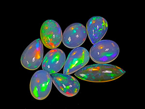 Authentique cabochon d'opale éthiopienne-Welo Loose Opal Lot - Multi Fire Flashy Stones For Jewelry - Product Image 2