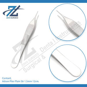 Pince Adson simple Str. Pince chirurgicale incurvée de 1,5 mm 12 cm en acier, pince manuelle pour tissus dentaires, pince à suture, fabricant - Product Image 3