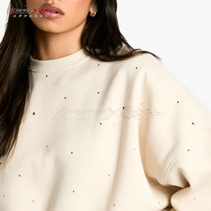 Sudadera clásica de mujer con decoración de diamantes de imitación y sudadera de diamantes de imitación llamativa atemporal - Product Image 5