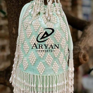 Nueva llegada impresionante hecho a mano en relieve trabajo pesado multicolor nupcial noche embrague mujeres Potli monedero con pequeña correa de perla - Product Image 1