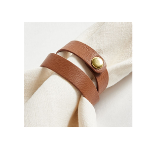 Vente en gros Anneaux de serviette en cuir Porte-boucle Accessoires pour événements de mariage Articles de décoration avec boîte d'emballage - Product Image 5