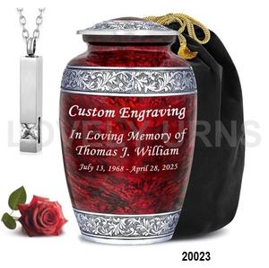 Urne funéraire rouge et grise - Product Image 1