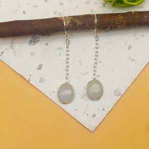 Prix de gros 925 Sterling Silver Handcrafted Vintage Bohemian Style Drop Boucles d'oreilles Rainbow Moonstone Pearl Stone Women's Party - Product Image 1