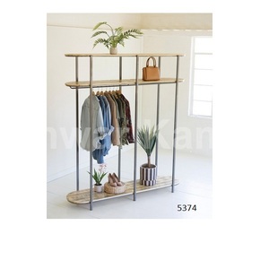 Tall Iron and Recycled Wood Garment Display For Home Living Room Bed Room <b>Storage</b> Display - Product Image 1